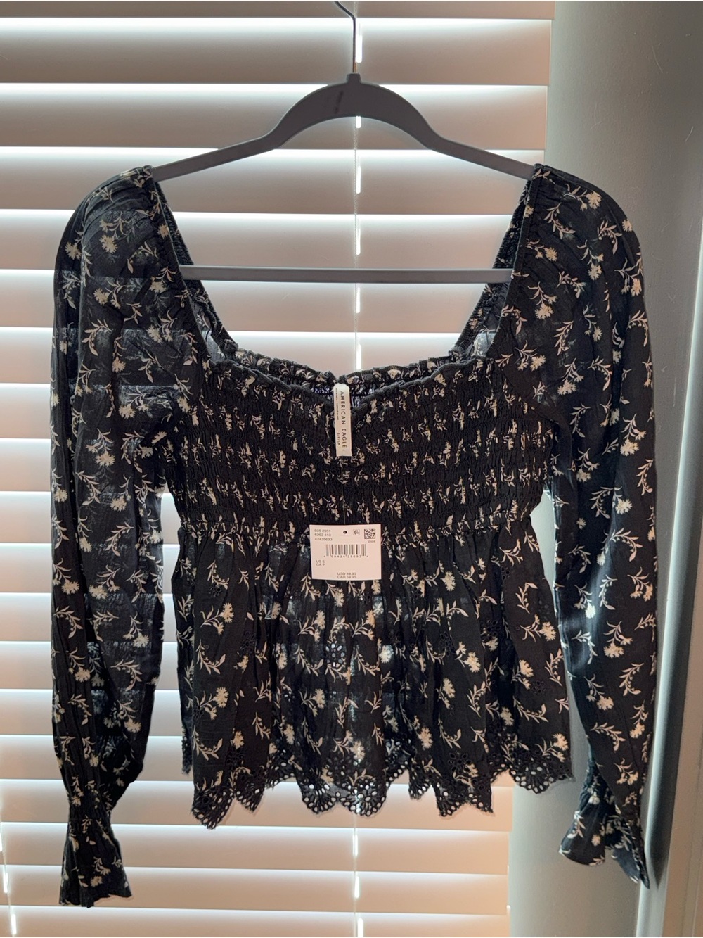 AE Long-Sleeve Smocked Babydoll
Blouse